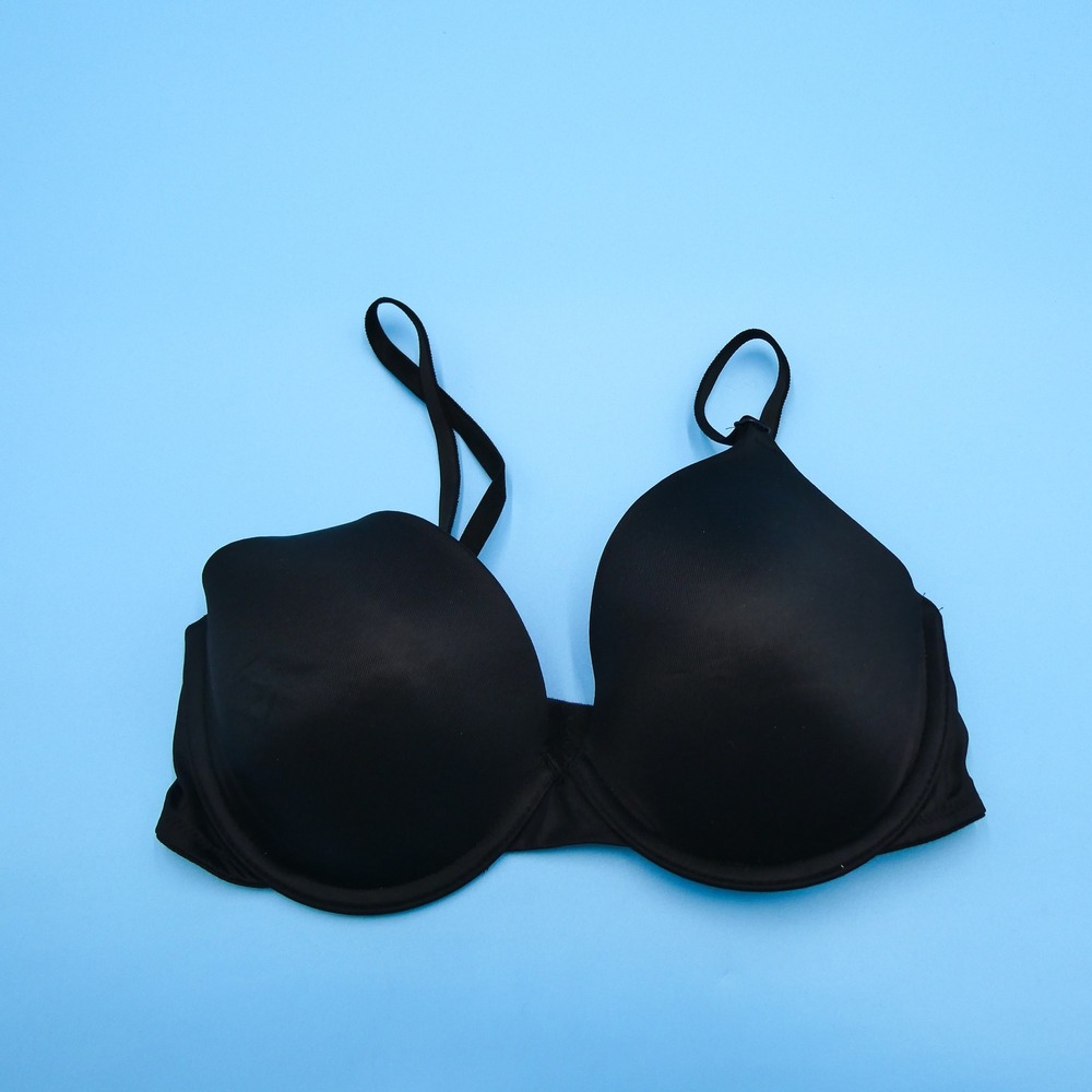 PINK Victoria's Secret Bra Womens 32D Wear Everywhere T-Shirt Black Microfiber